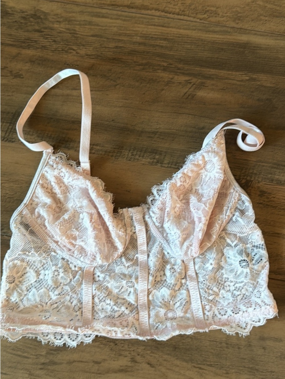 Lace Bralette Crop Top - Light Pink